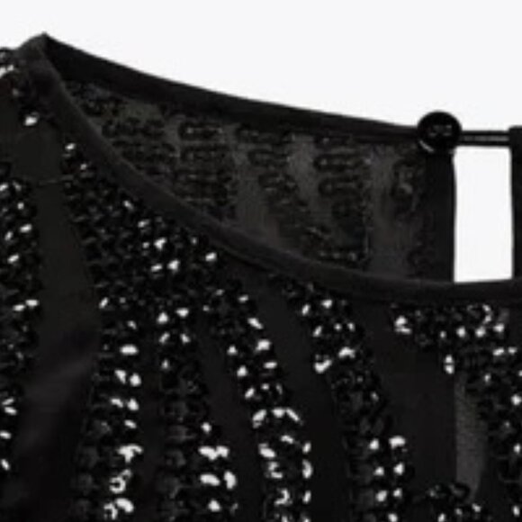 Like New, Elegant Black Sequin Women's Top - Picture 6 of 6